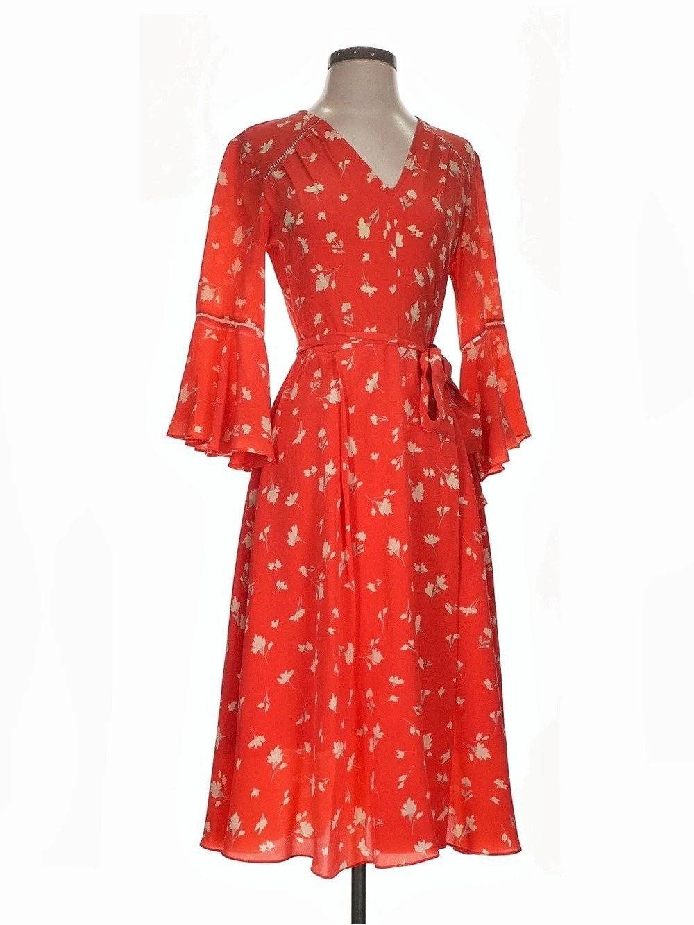 Shoshanna 100% Silk Midi Dress Size 4 Italian Red